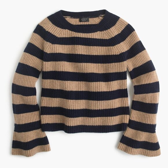 J. Crew Cashmere Ruffle-Sleeve Sweater size L NWT - Picture 3 of 8